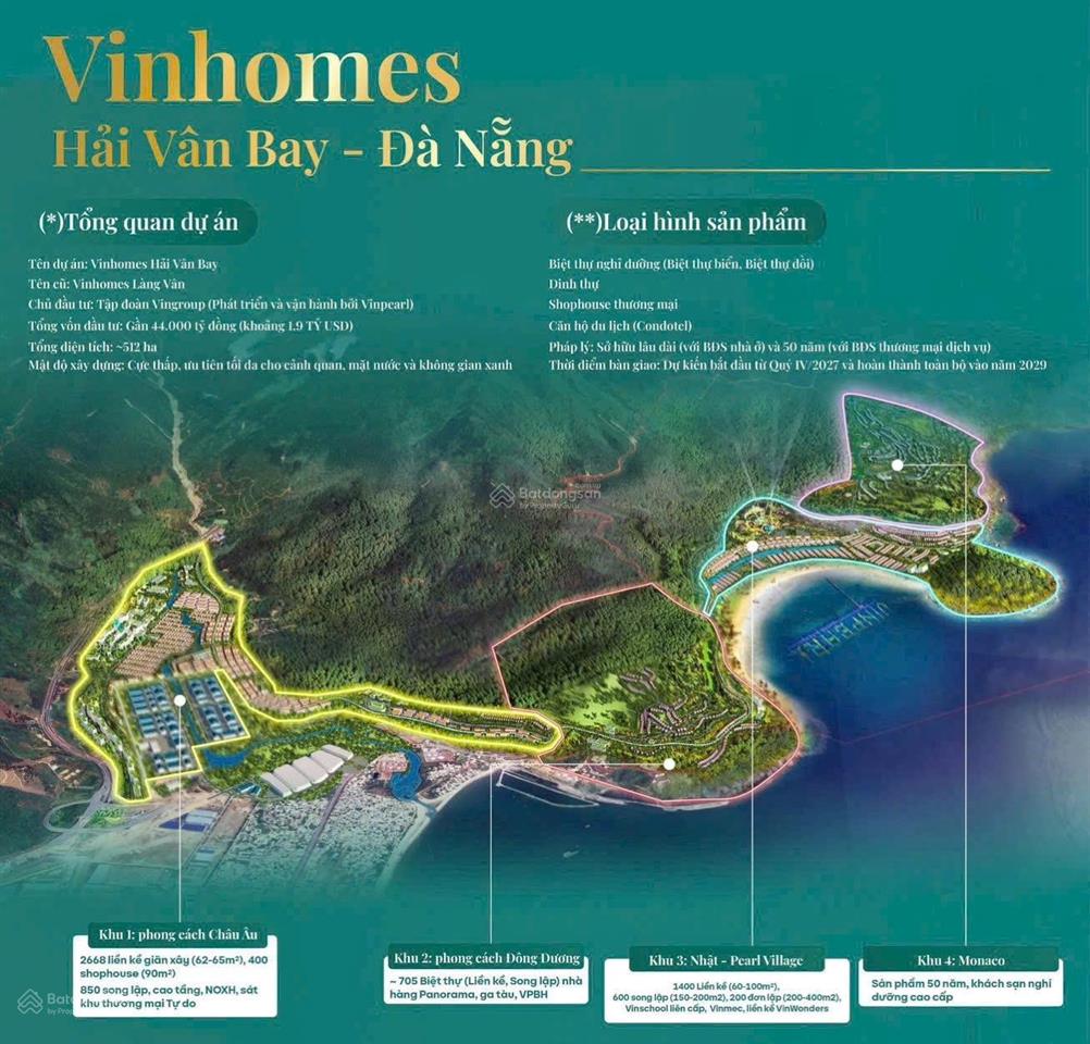 Bán bt vinhomes hải vân bay, giá cực chất 5,2 tỷ, 63m2, view đẹp