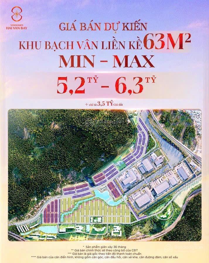 Bán bt vinhomes hải vân bay, giá cực chất 5,2 tỷ, 63m2, view đẹp