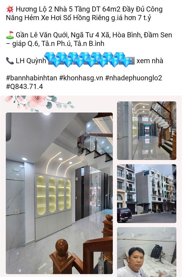 Nhà xây mới dt 74m2, dtsd 320m2 đầy đủ công năng, đúc 5 tầng gần kdc tê.n l.ửa giá hơn 6 tỷ