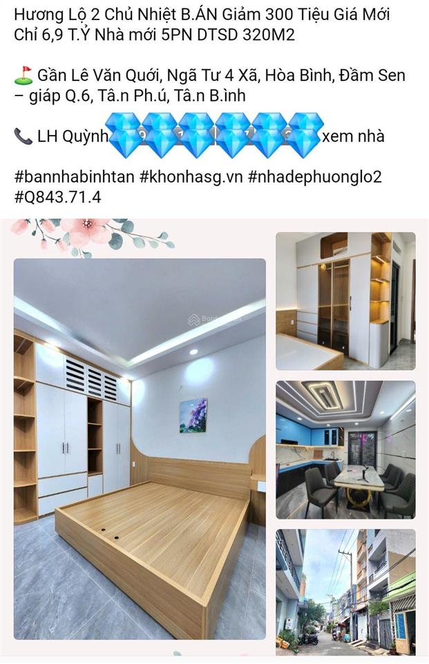 Nhà xây mới dt 74m2, dtsd 320m2 đầy đủ công năng, đúc 5 tầng gần kdc tê.n l.ửa giá hơn 6 tỷ