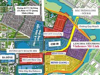 Cần bán đất liền kề 6 nhìn chung cư, khu dự án minh đức  vista, mê linh, hn. đt 0375 125 ***.