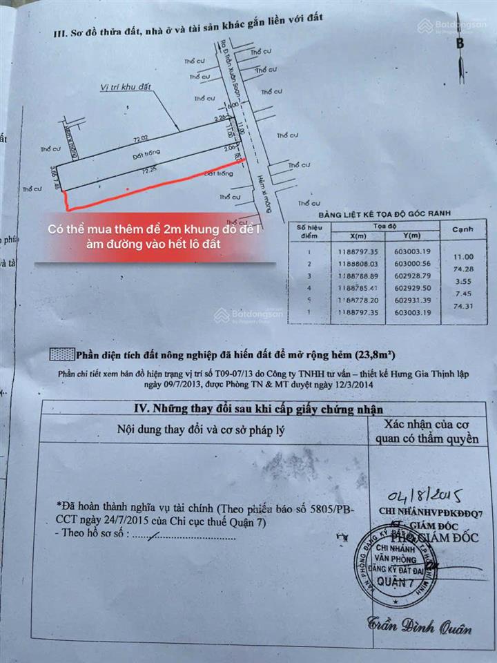 Đất rẻ nhất quận 7 chỉ 70tr/m2