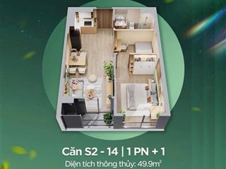 Bán căn hộ 1pn+ 49,5m² giá 2,44 tỷ, tặng nội thất, ck cao