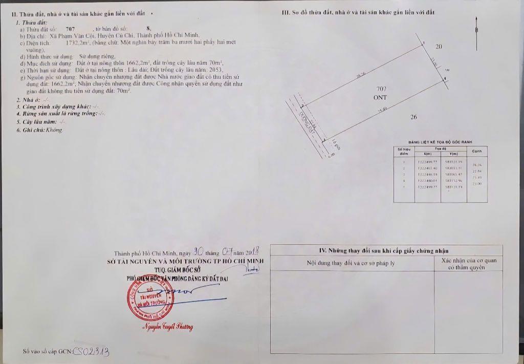 BÁN 1732 M² ĐẤT ĐƯỜNG PHẠM VĂN CỘI CỦ CHI. LH:0395644533