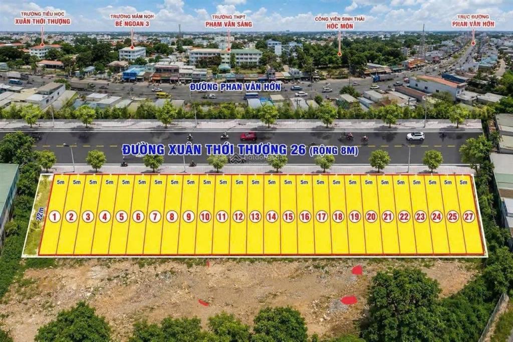Đất thổ cư dt 5 x 20m, mt đường xtt 26, gần đường phan văn hớn, công viên sinh thái