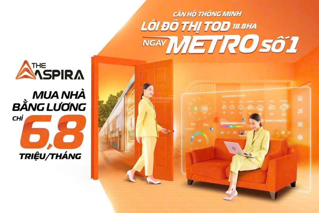Mua nhà bằng lương 6,8 tr/tháng có ngay căn 2pn  68m2, bàn giao smarthome, vị trí ngay metro số 1