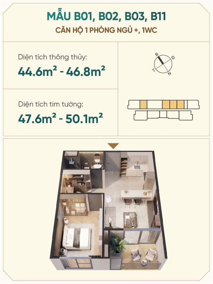 Bán gấp căn 1pn +, dt lớn tại emerald 68, tầng đẹp, view hồ bơi, giá tốt.  0932 113 ***
