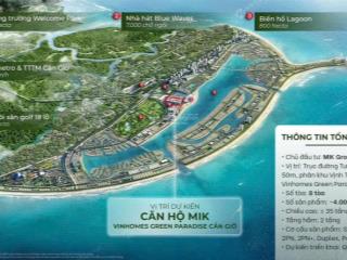 Chính thức booking căn hộ siêu vip tại dự án vinhomes green paradise(cần giờ) giá dự kiến 55tr/m2