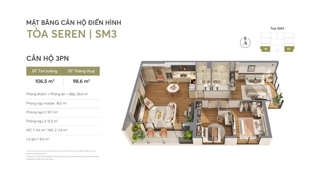 Greenera southmark sống xanh, sống khỏe mỗi ngày. căn hộ 3 phòng ngủ dual key giá chỉ 78tr/m2