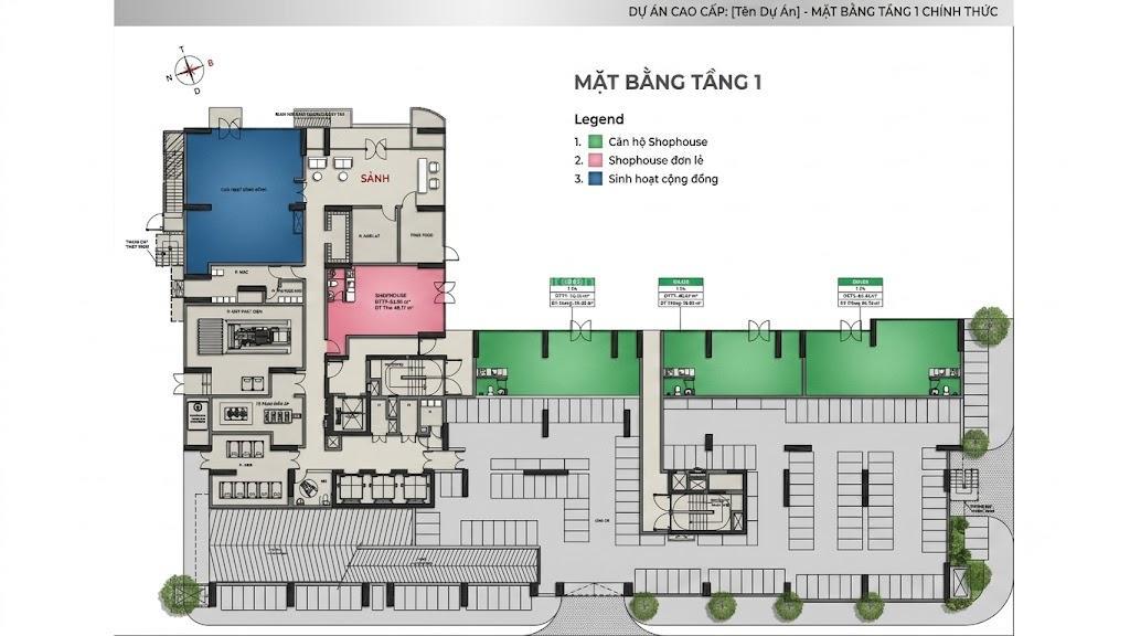 Căn hộ shophouse dự án mới, giá đầu tư, sắp bàn giao, 50m2 giá 2.649 tỷ (full vat)