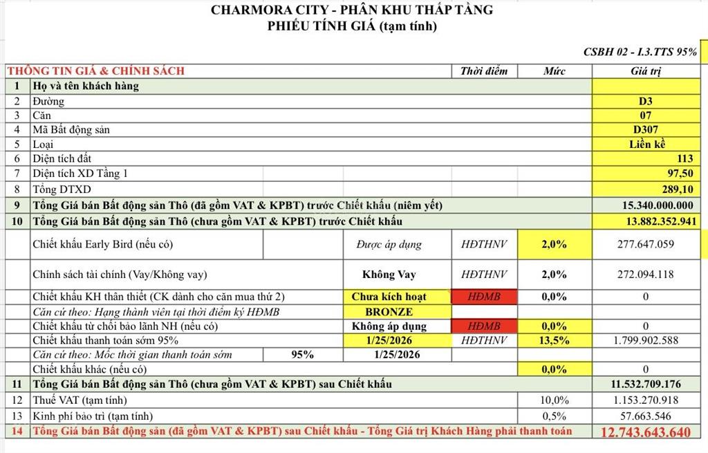 Bán liền kề 3 tầng trục đường d3 giá 12,7 tỷ gần công viên, sông