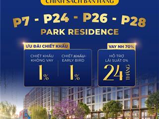 Chính thức nhận booking toà p7  p24, p26, p26 chiết khấu 1%, giá chỉ 1,2 tỷ/ căn full nội thất