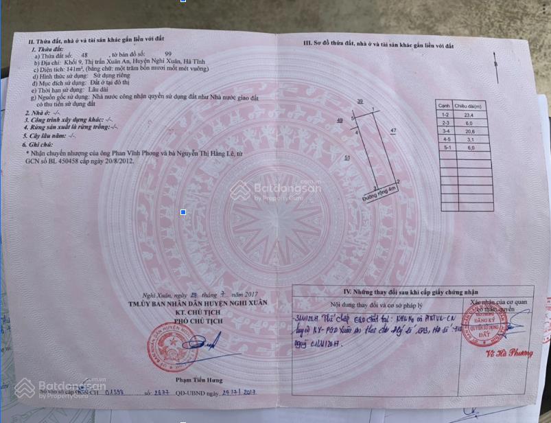 Chính chủ bán nhanh lô đất khối 9, thị trấn xuân an, ngõ rộng 4m gần ubnd xã nghi xuân