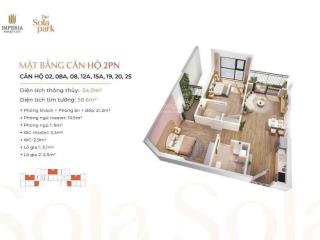Giá bán gấp g3 căn 2pn 55m2, tầng trung, hướng mát  imperia solapark, vinhome smart  chỉ 4.29 tỷ