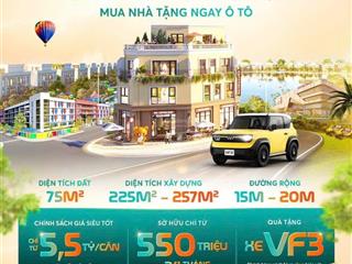 Thanh toán 550 triệu sở hữu ngay nhà phố vinhomes 1 trệt 3 lầu tặng xe vf3 bản gồm pin 290 triệu