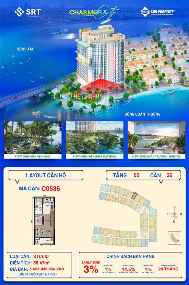 Siêu phẩm căn hộ cao cấp  căn góc charmora city sun nha trang