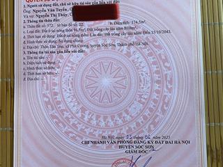 Bán đất chính chủ diện tích 174,5 m2 ở tân trại, phú cường, sóc sơn, hà nội