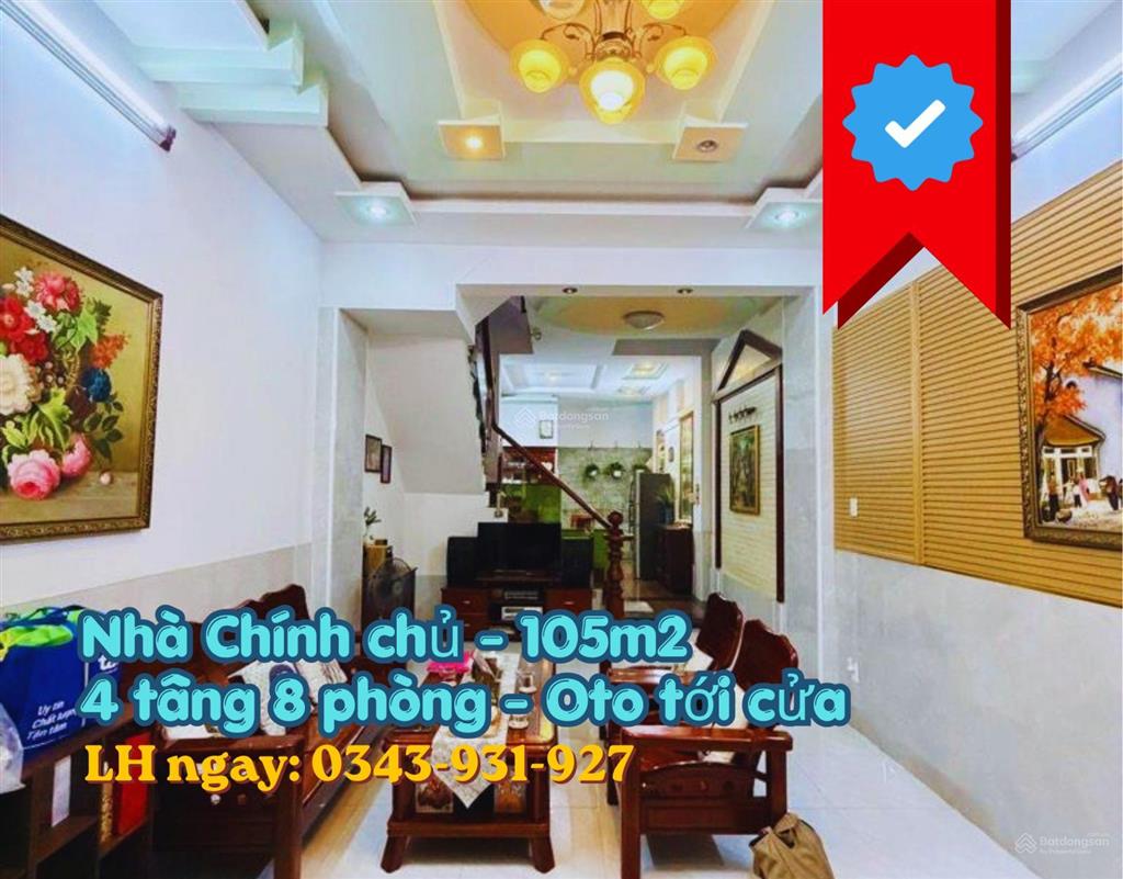 Chính chủ bán nhà tân hưng 105m²  4 tầng xe hơi chỉ 8 tỷ