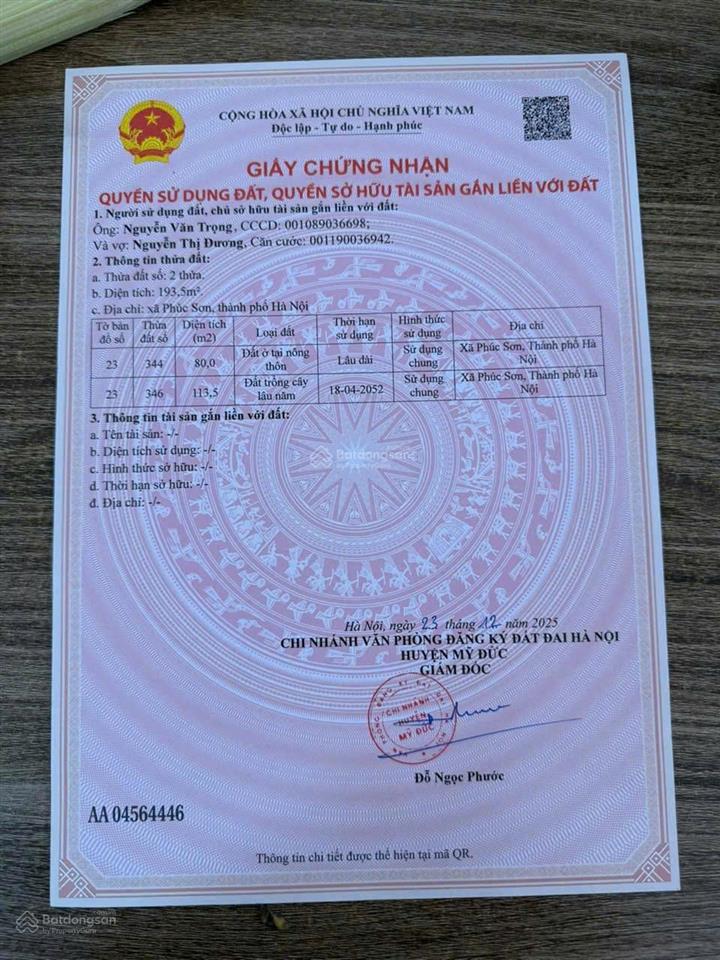 Đất đẹp bán tại bột xuyên mỹ đức  hà nội. diện tích 80m² full thổ cư