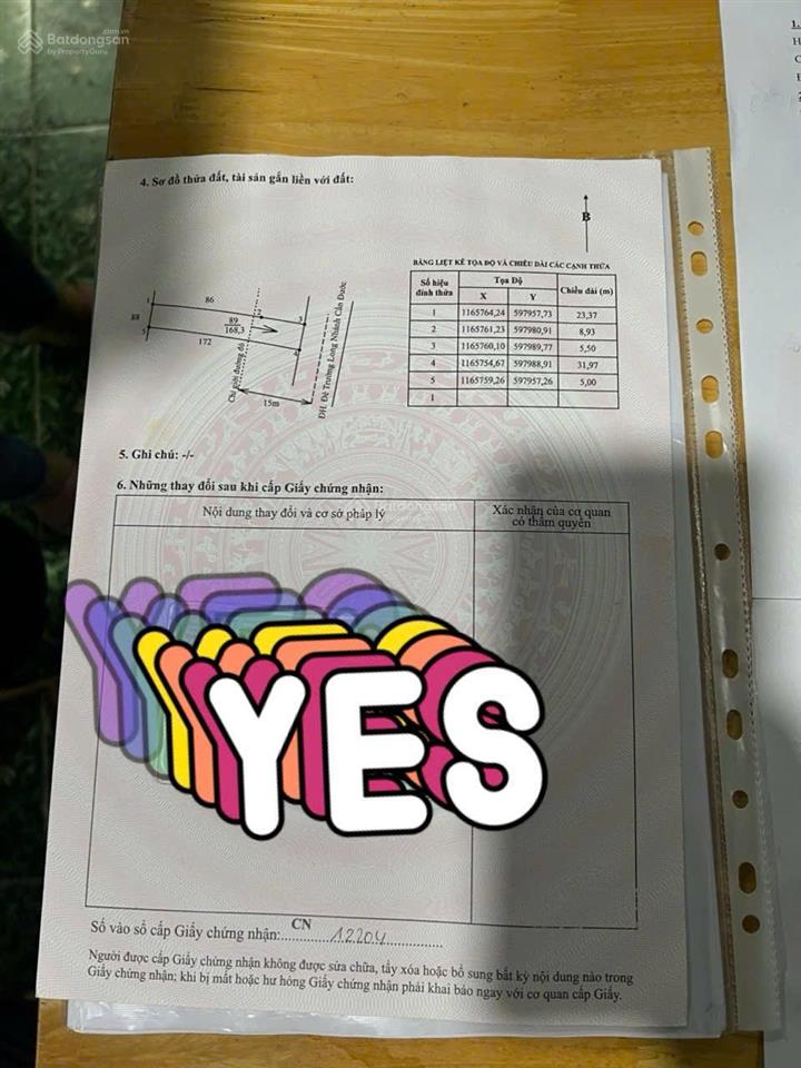 Chủ ngộp bán đất mặt tiền đg đê trường long, xã phước vĩnh tây, dt 168,3m2 thổ, giá 1,65 tỷ, shr