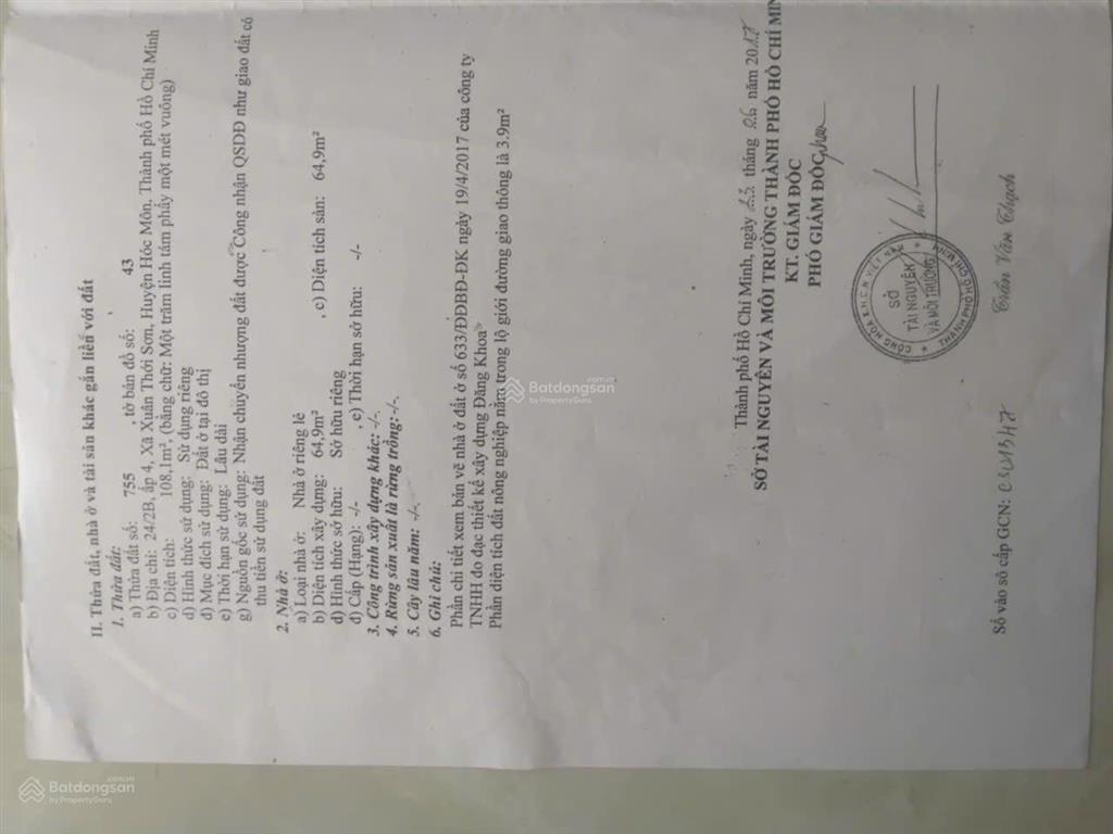 Bán nhà riêng tại trương thị như, xuân thới sơn, hóc môn, hồ chí minh, giá 6,48 tỷ, 108,25 m2