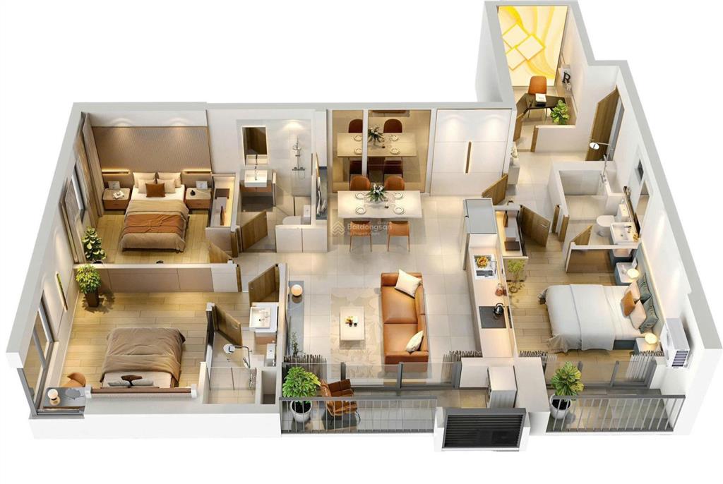 Cho thuê căn hộ 3pn 99 m² quận 9  8 triệu mt eastmark city có bếp, máy nóng lạnh khách decor