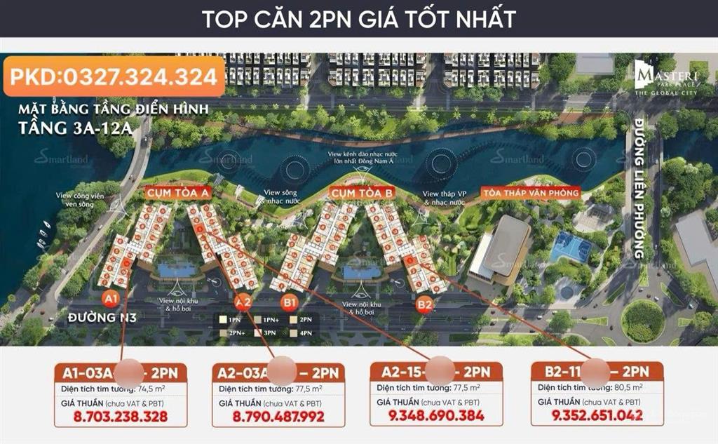 Giỏ hàng lớn nhất global city, sở hữu nhiều mã căn hộ 2pn suất độc quyền, giá tốt nhất dự án