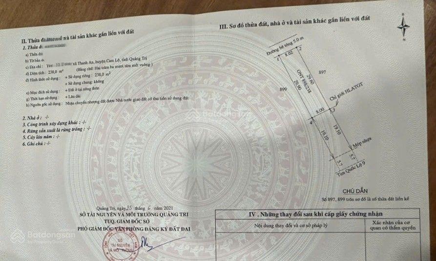 Bán đất tại mặt đường xuyên á, mặt đường quốc lộ 9, 2,09 tỷ, 238 m2, đẹp mê ly