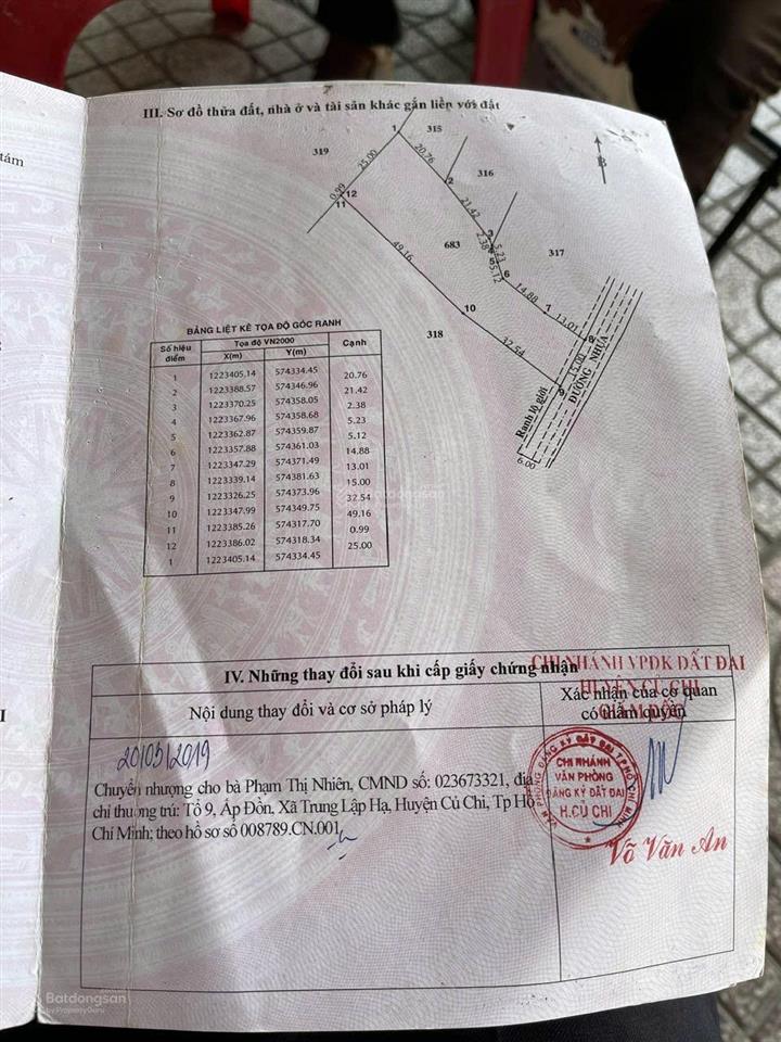 Đất vườn xã thái mỹ (mới) củ chi