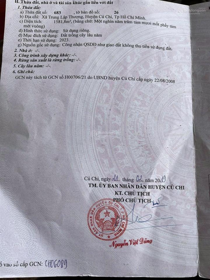 Đất vườn xã thái mỹ (mới) củ chi