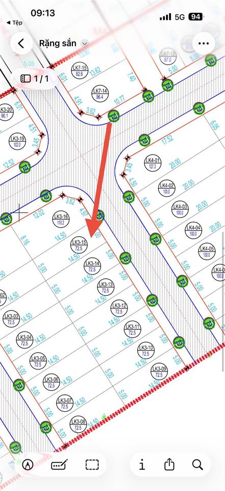 Đấu giá rặng sắn cao dương lk3  15 diện tích 72,5m2, mặt tiền = hậu 5m vuông vắn
