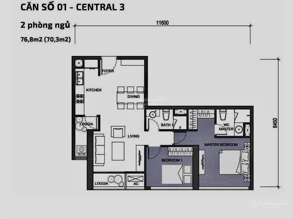 Bán chung cư 2pn tòa c3 central park