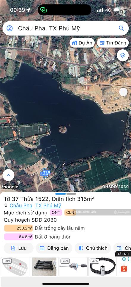 Bán lô biệt thự view hồ trực diện 10 x 32m tại châu pha, phú mỹ, hcm, chỉ 2,6 tỷ tl