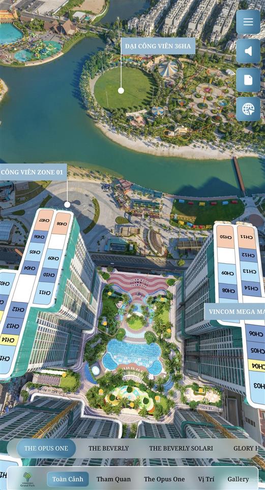 Tuyệt phẩm căn góc 3pn the opus one  view trực diện công viên 36ha đẳng cấp