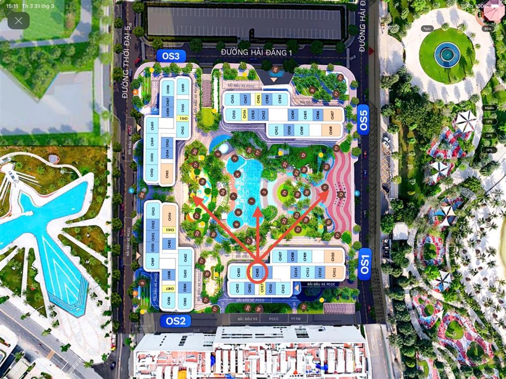 Tuyệt phẩm căn góc 3pn the opus one  view trực diện công viên 36ha đẳng cấp