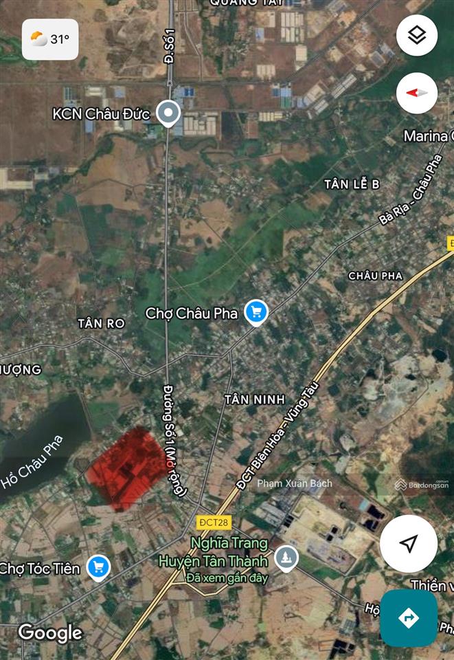 Bán đất 33.000m2  2mt vành đai 4 mt 60m, xã châu pha, phú mỹ, hcm, giá cực chất 60 tỷ