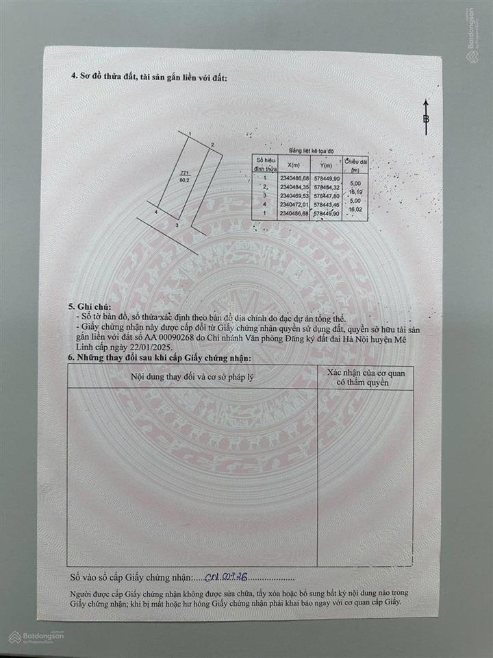Chính chủ cần tiền bán gấp lô đất đẹp lô góc tại trung hậu, quang minh 80m2 mt 5m