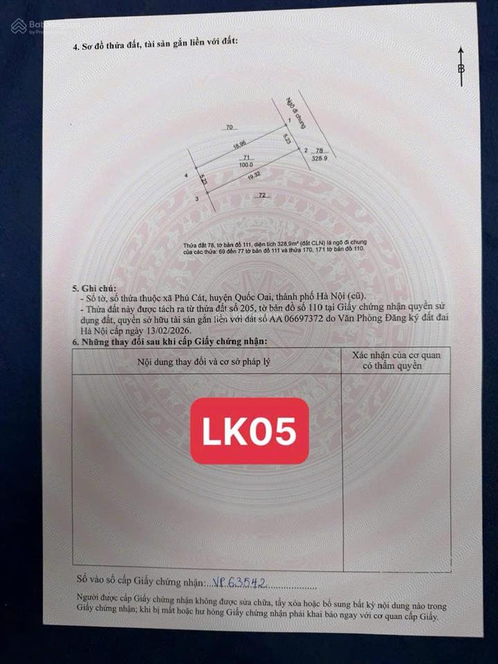 Chính chủ gửi bán đất thổ cư xã phú cát sát công nghệ cao vai réo 100m2 giá 3.7 tỷ 0977 514 ***