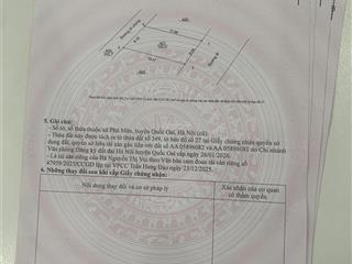 Chính chủ bán nhanh 150m2 mt9m khu hồ phú mãn xã phú cát tp hoà lạc hơn 20tr/m2 0977 514 ***