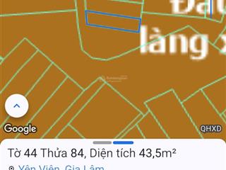 Đất giãn dân yên viên 44m lô góc 3 thoáng, o tô vào chỉ 3tỷ8