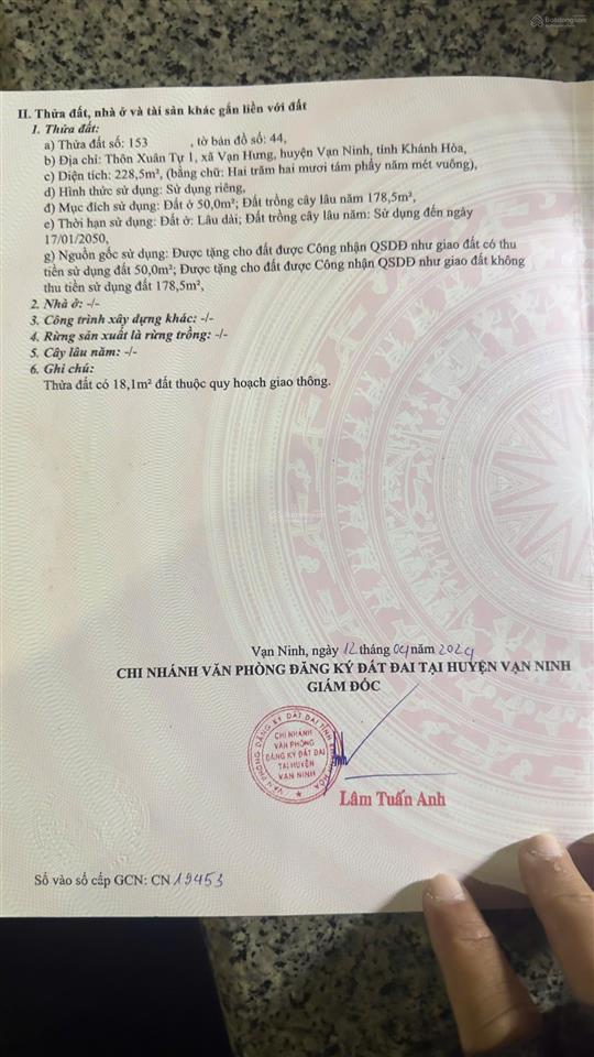 Bán đất xuân tự 1 vạn hưng, vạn ninh, khánh hòa chỉ 15 triệu/m2