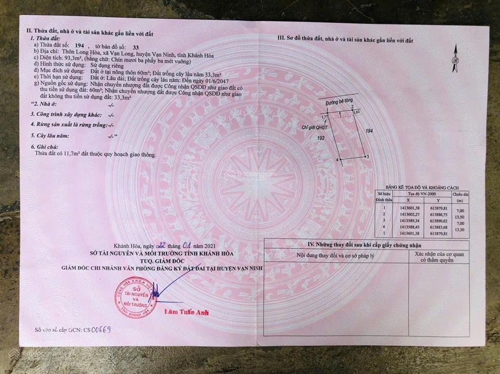 Bán đất thổ cư thôn long hòa xã vạn long, vạn ninh, khánh hòa