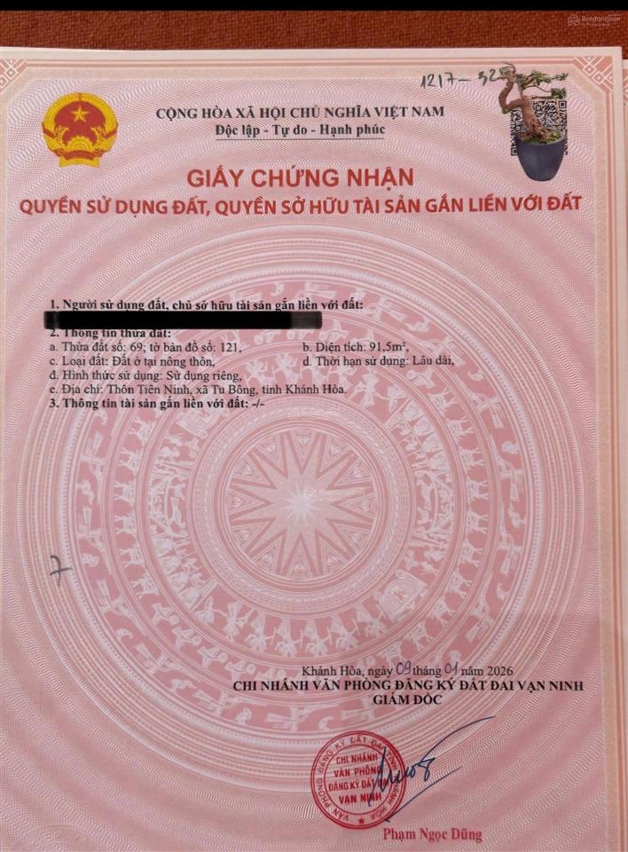 Bán đất thổ cư tiên ninh, tu bông giá chỉ 17 triệu/m2