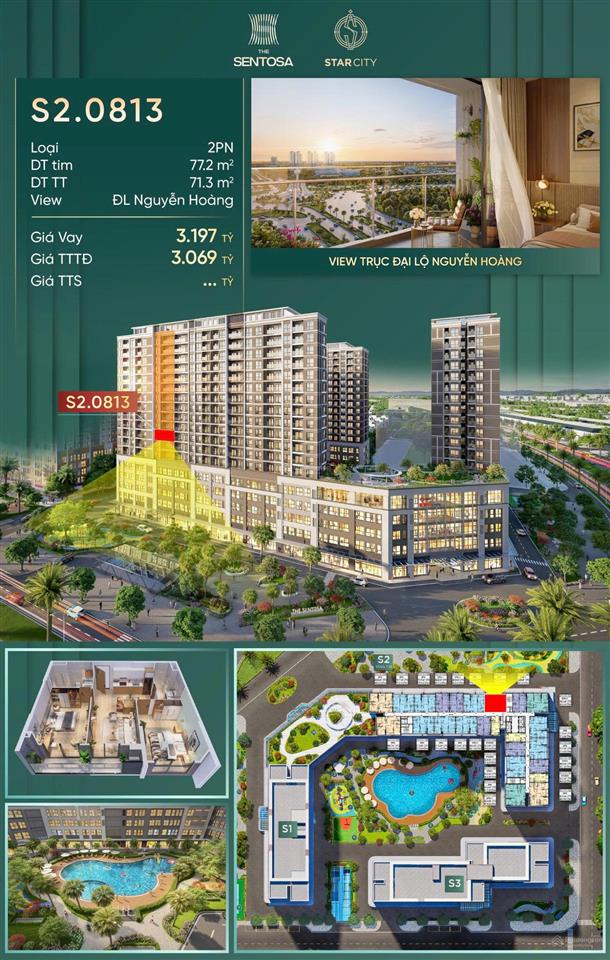 Sở hữu căn 2pn ban công đông nam diện tích tương đương 3pn