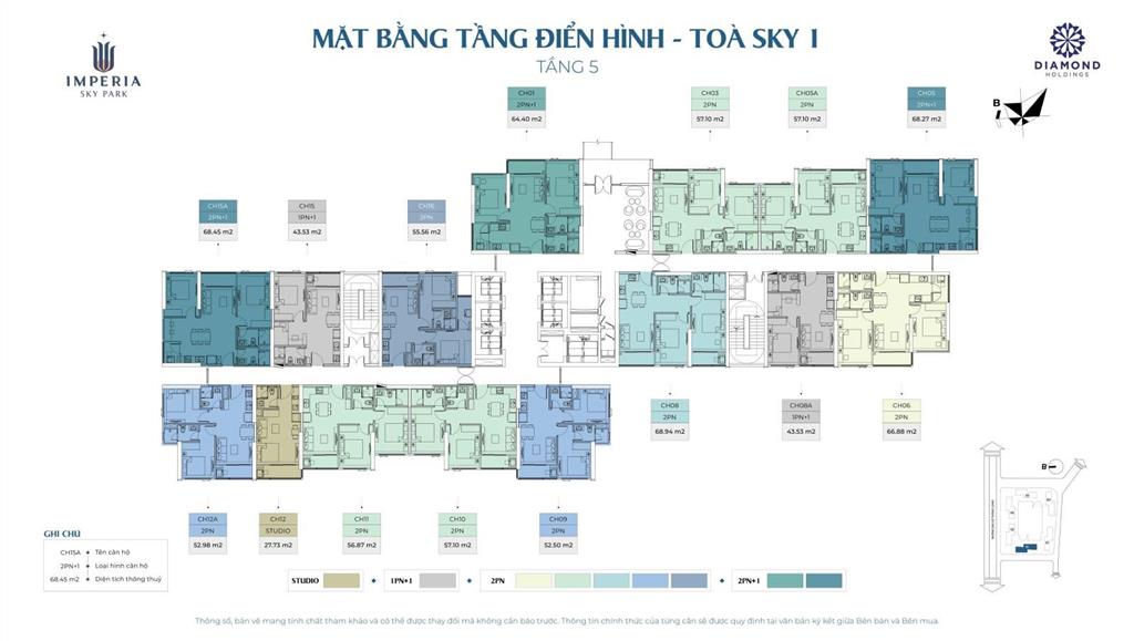 Giá đợt 1 chỉ 93tr/m2 cơ hội cuối cùng sở hữu imperia sky park  đủ căn studio đến sky villa!