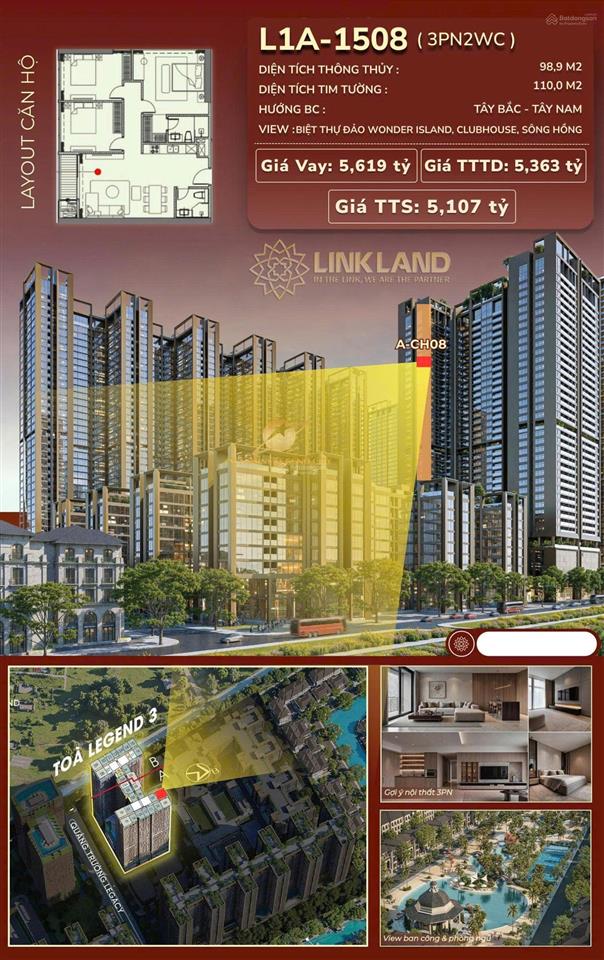 Căn 3pn view biệt thự đảo tầng trung 110m2 siêu đẹp hàng ký mới cđt, giá 4,1 tỷ rẻ vô địch
