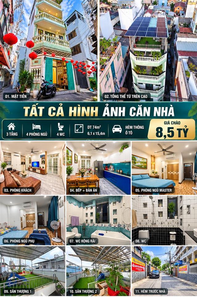 Nhà phố góc 3 mặt thoáng nguyễn văn đậu, có năng lượng mặt trời