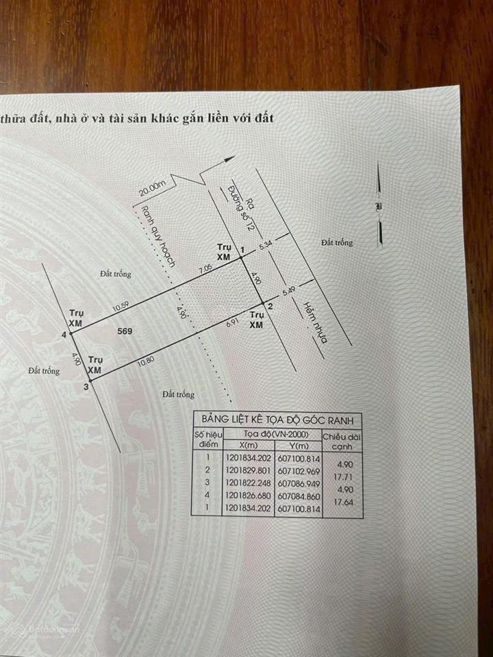 Chủ gửi bán lô đất đường 12 tam bình dt 68m2 giá .6,7ty hẻm xe hơi né nhau za