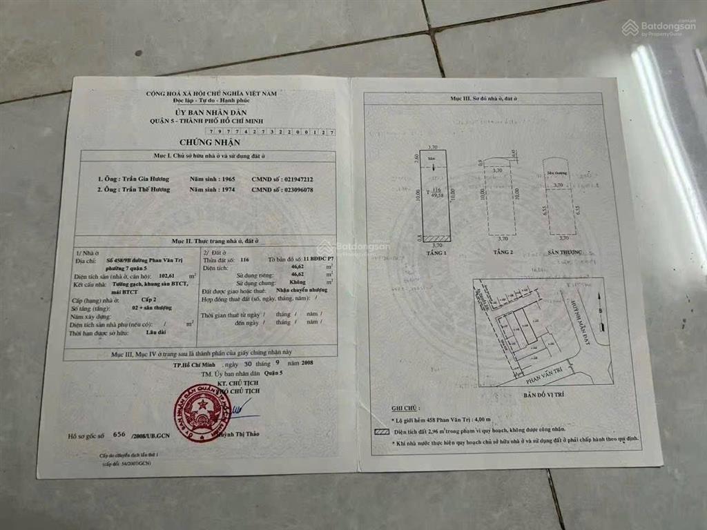 Nhà trệt 2 lầu đường phan văn trị phường 7 quận 5