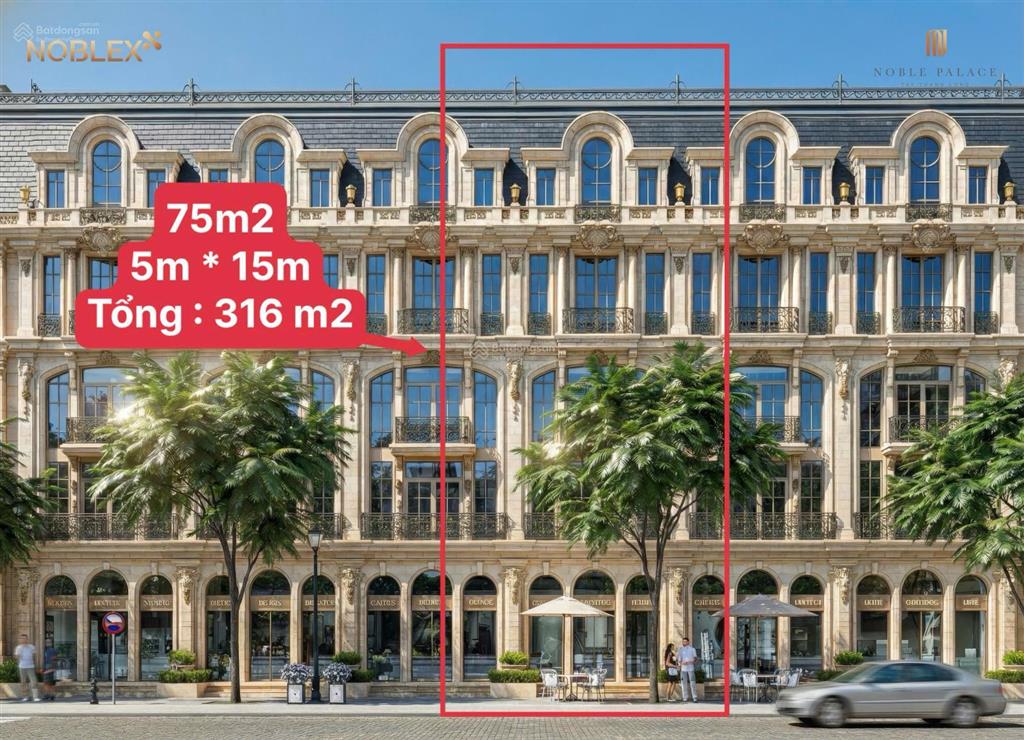 Shophouse 75m  22 tỷ. mặt trục đường lớn 24m cổng vào noble palace tây thăng long. hướng đông nam